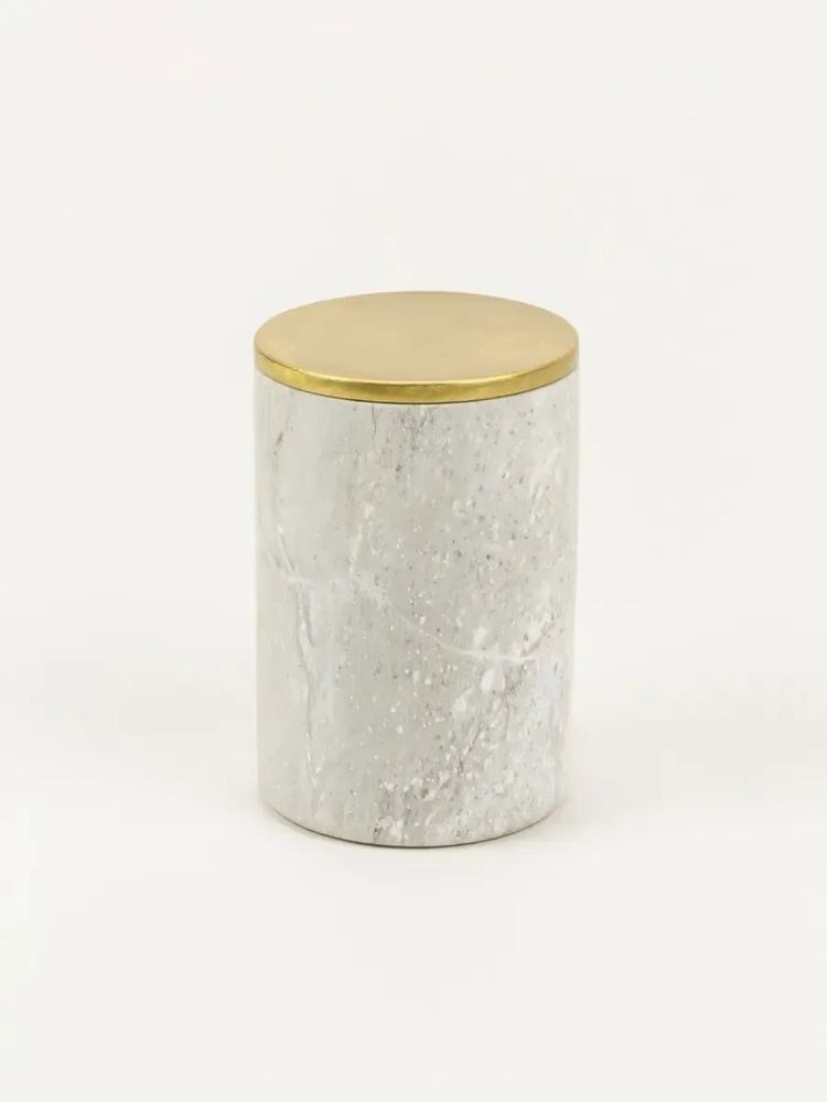 Caskets and boxes - Uranus box in brass and white cloudy marble - L INDOCHINEUR X RIVÊT