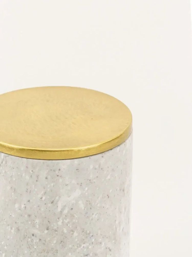 Caskets and boxes - Uranus box in brass and white cloudy marble - L INDOCHINEUR X RIVÊT