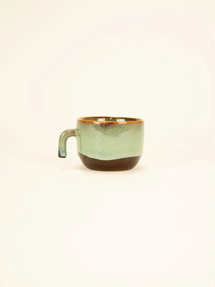Tea and coffee accessories - Hoa Bien blue enamel coffee cup, 180ml, with saucer - L INDOCHINEUR X RIVÊT