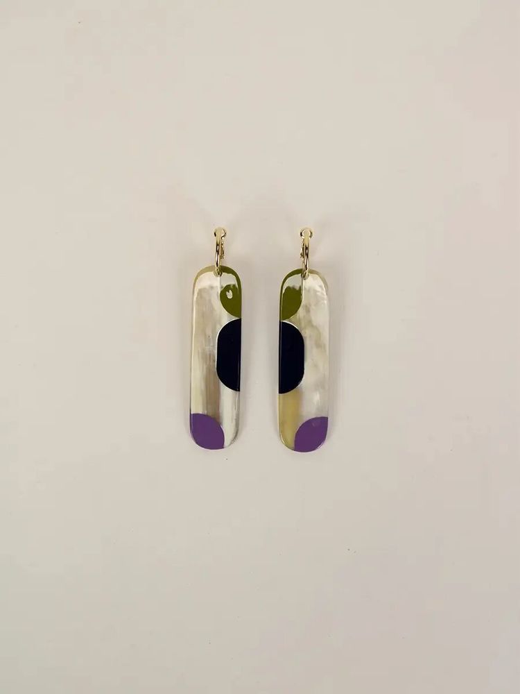 Bijoux - Créoles 75 Nymphe en corne blonde et laque Lime - L INDOCHINEUR X RIVÊT
