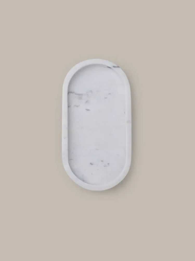 Trays - Oval tray in white cloudy marble - L INDOCHINEUR X RIVÊT