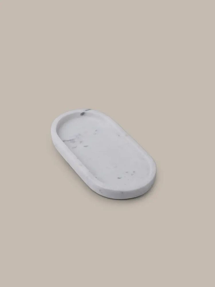 Trays - Oval tray in white cloudy marble - L INDOCHINEUR X RIVÊT