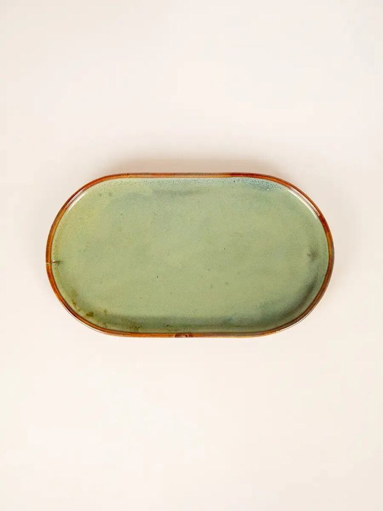 Everyday plates - Oval plate, Hoa Bien blue enamel - L INDOCHINEUR X RIVÊT