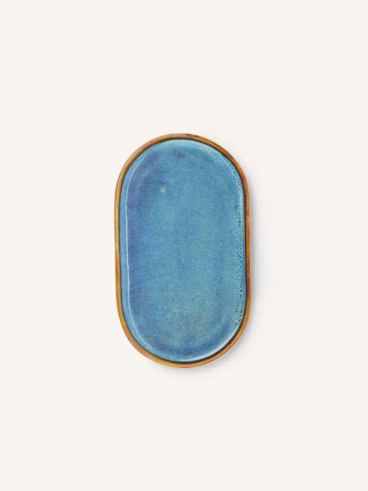 Everyday plates - Oval plate, Hoa Bien blue enamel - L INDOCHINEUR X RIVÊT
