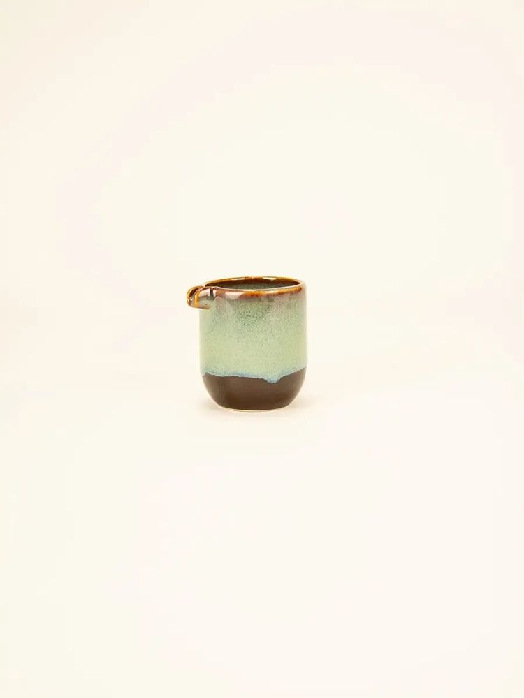 Ustensiles de cuisine - Saucière Diamètre 6 cm, H 7cm, émail Hoa Bien jade brun clair (vendu par 2) - L INDOCHINEUR X RIVÊT