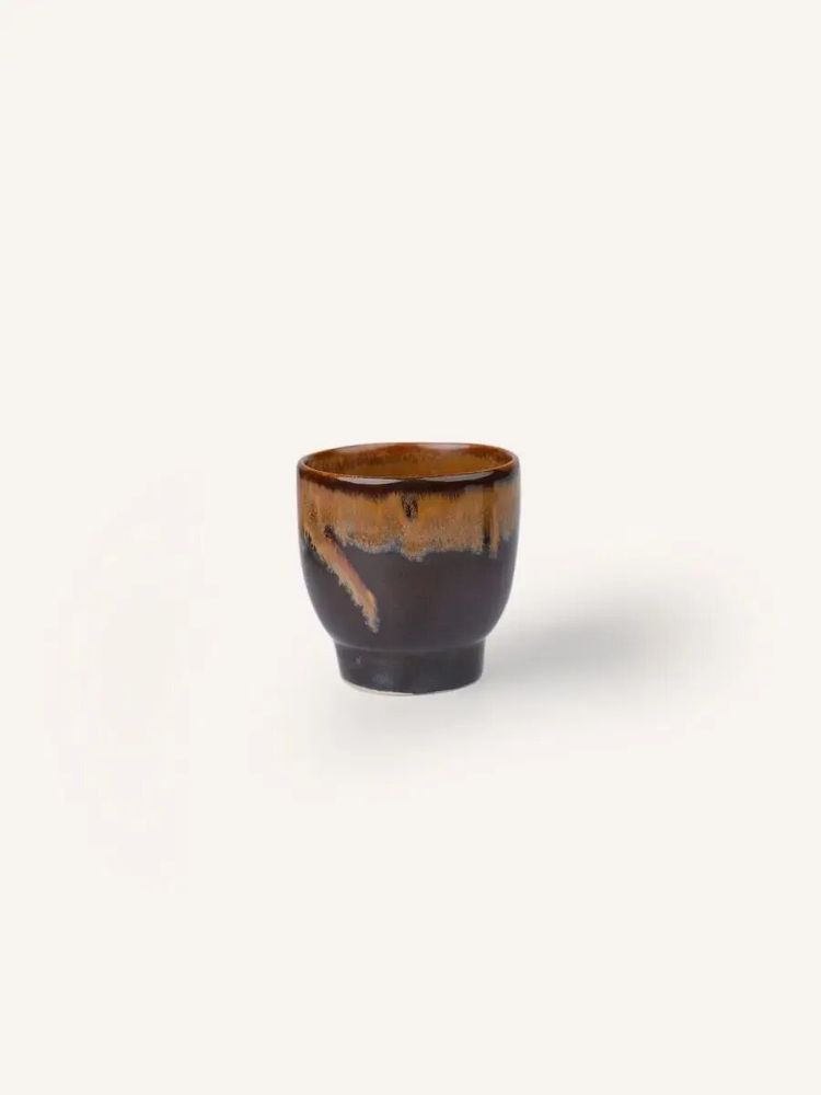 Tea and coffee accessories - Set of 6 cups, Ket Tinh flamed earth enamel - L INDOCHINEUR X RIVÊT