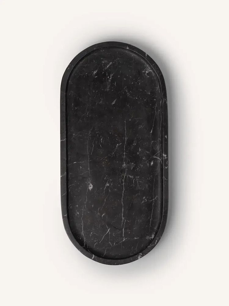 Trays - XL black marble oval tray - L INDOCHINEUR X RIVÊT