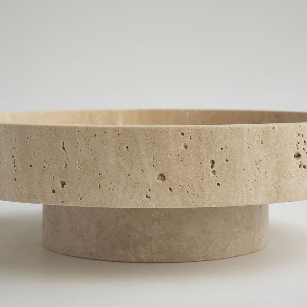 Plats et saladiers - 'CYCLO' TRAVERTINE BOWL - KIWANO CONCEPT