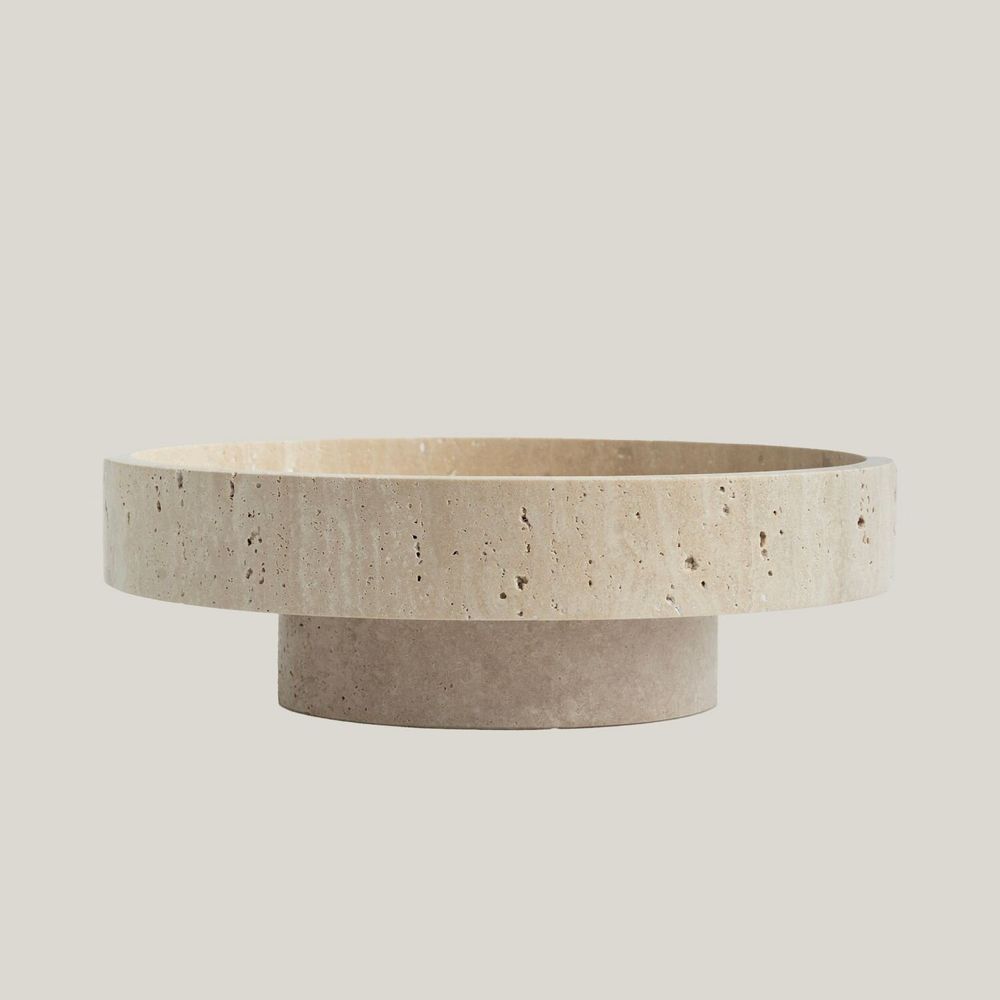 Plats et saladiers - 'CYCLO' TRAVERTINE BOWL - KIWANO CONCEPT