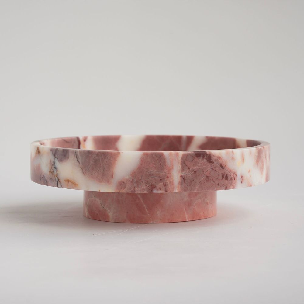 Plats et saladiers - 'CYCLO' PINK MARBLE BOWL - KIWANO CONCEPT