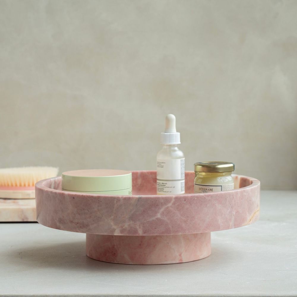 Plats et saladiers - 'CYCLO' PINK MARBLE BOWL - KIWANO CONCEPT