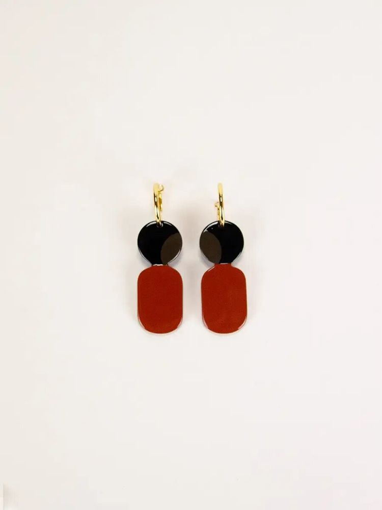 Jewelry - Mini hoop earrings in black horn and Khaki lacquer - L INDOCHINEUR X RIVÊT