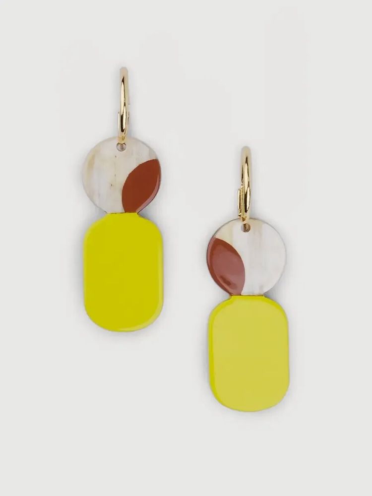 Bijoux - Mini Créoles en corne blonde et laque Bordeaux - L INDOCHINEUR X RIVÊT