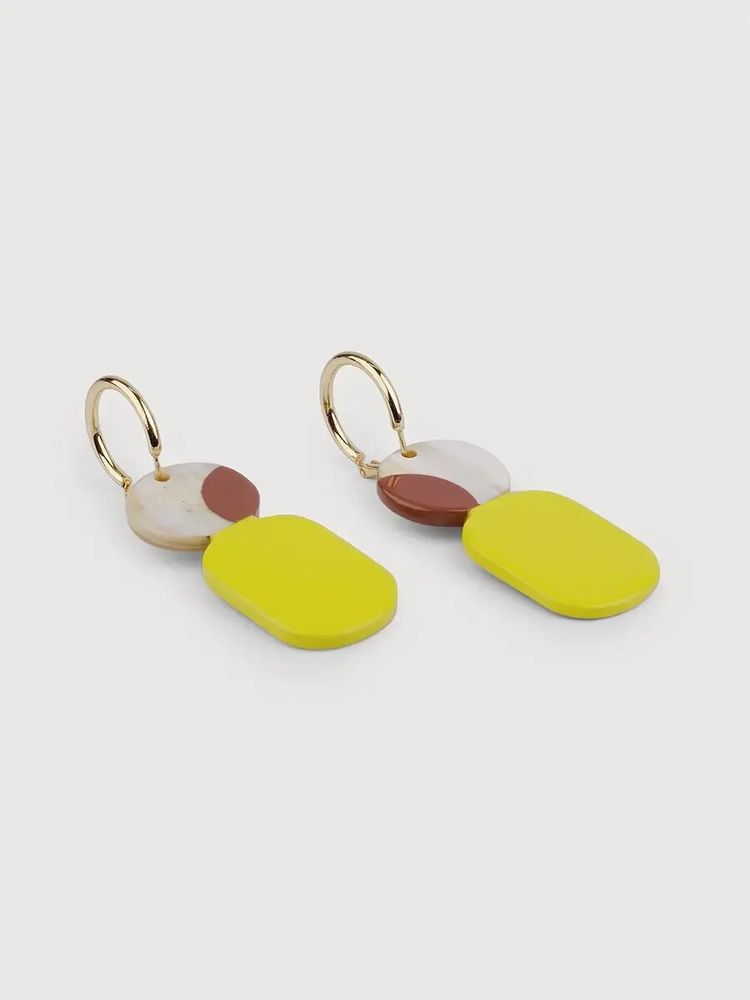 Bijoux - Mini Créoles en corne blonde et laque Bordeaux - L INDOCHINEUR X RIVÊT