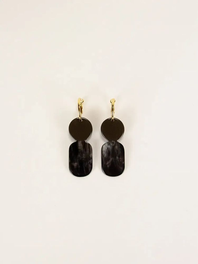 Jewelry - Totem Mini hoop earrings in blonde horn and Bordeaux lacquer - L INDOCHINEUR X RIVÊT