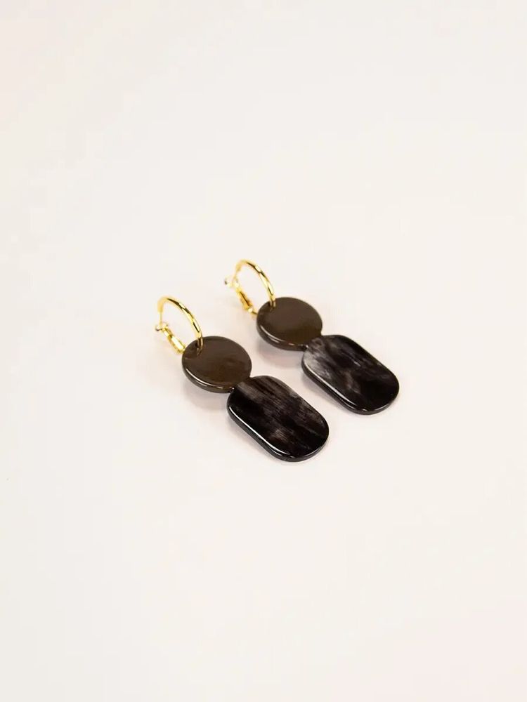 Jewelry - Totem Mini hoop earrings in blonde horn and Bordeaux lacquer - L INDOCHINEUR X RIVÊT