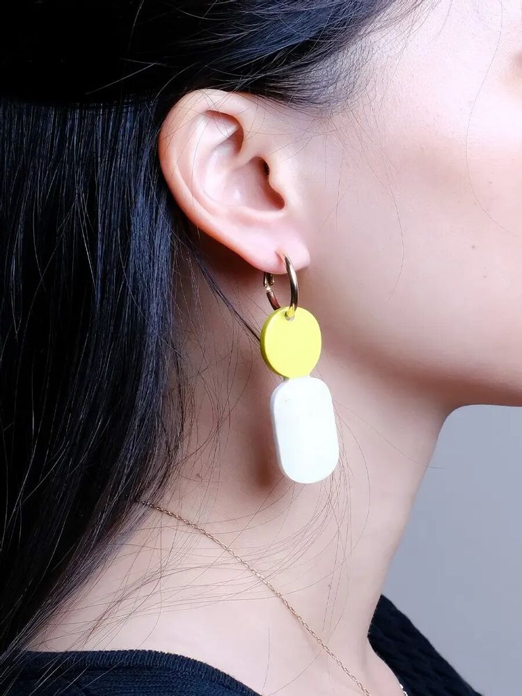 Jewelry - Totem Mini hoop earrings in blonde horn and Bordeaux lacquer - L INDOCHINEUR X RIVÊT