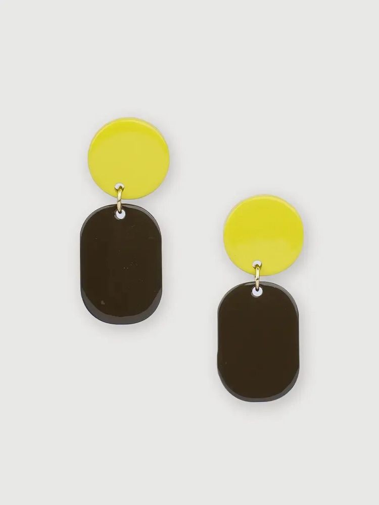 Jewelry - Totem Mini clip-on earrings in blond horn and Bordeaux lacquer - L INDOCHINEUR X RIVÊT