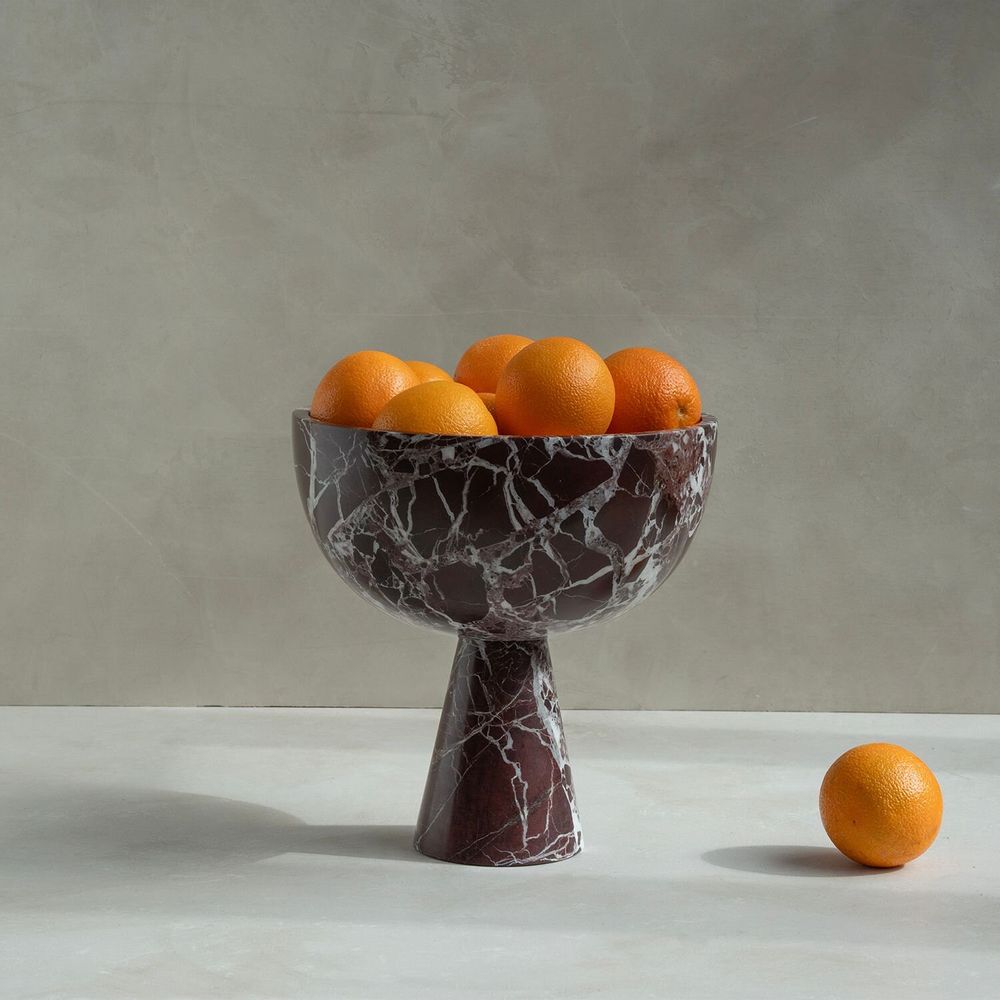 Plats et saladiers - ROSSO LEVANTO MARBLE PEDESTAL BOWL XL - KIWANO CONCEPT