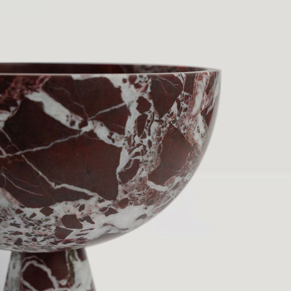 Plats et saladiers - ROSSO LEVANTO MARBLE PEDESTAL BOWL XL - KIWANO CONCEPT