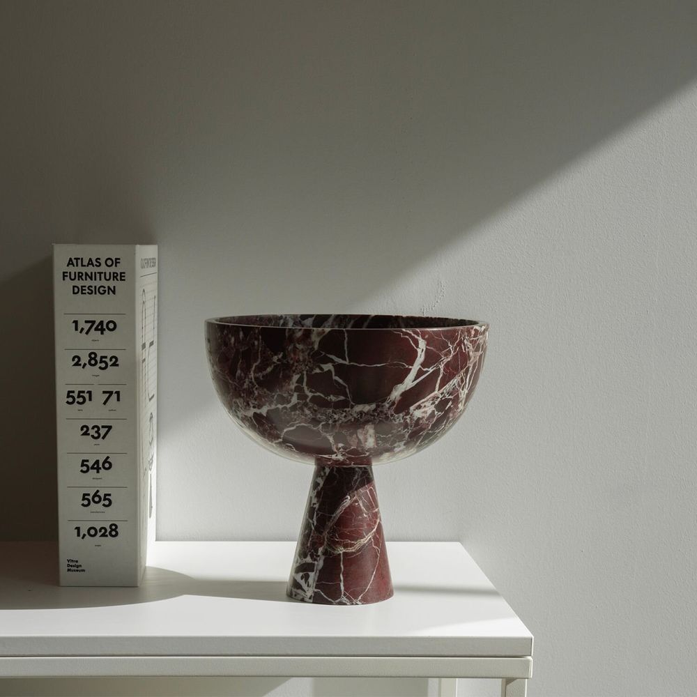 Plats et saladiers - ROSSO LEVANTO MARBLE PEDESTAL BOWL XL - KIWANO CONCEPT