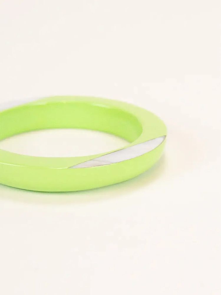 Bracelets - Tu Vi bracelet in Wood green lacquered wood and mother-of-pearl size M - L INDOCHINEUR X RIVÊT
