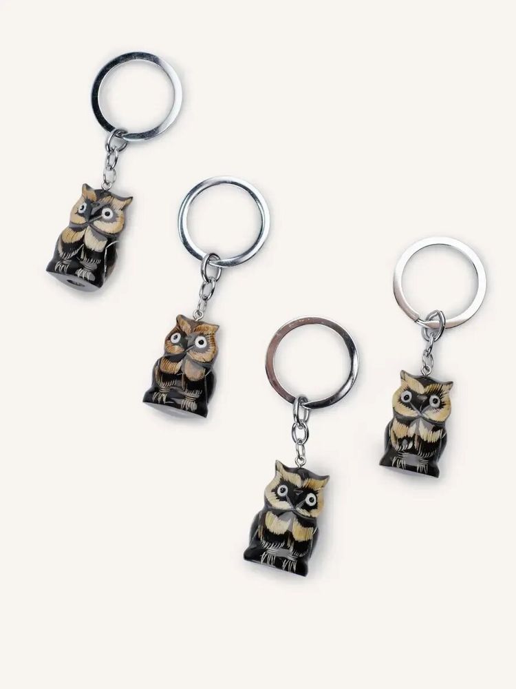 Objets de décoration - Porte clés hiboux en corne noire - L INDOCHINEUR X RIVÊT