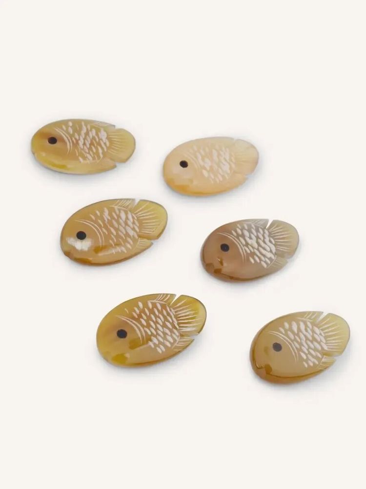 Knives - Set of 6 flat fish knife holders in blond horn - L INDOCHINEUR X RIVÊT