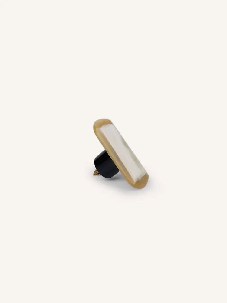 Mounting accessories - Oval diamond coat hook, black marbled horn, J - L INDOCHINEUR X RIVÊT