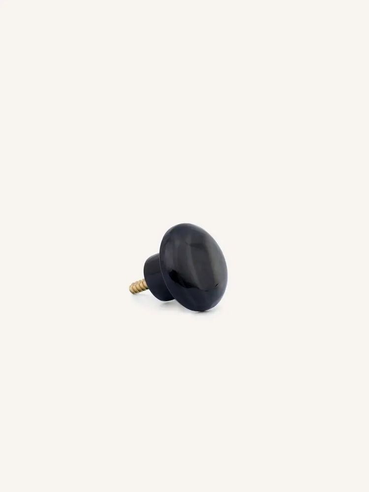 Mounting accessories - Half ball furniture knob, black marbled horn, D - L INDOCHINEUR X RIVÊT