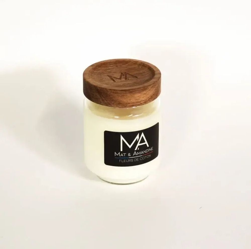 Objets de décoration - FLEURS DE COTON - Bougie parfumée (Petite Jarre) - MAT AMANDINE