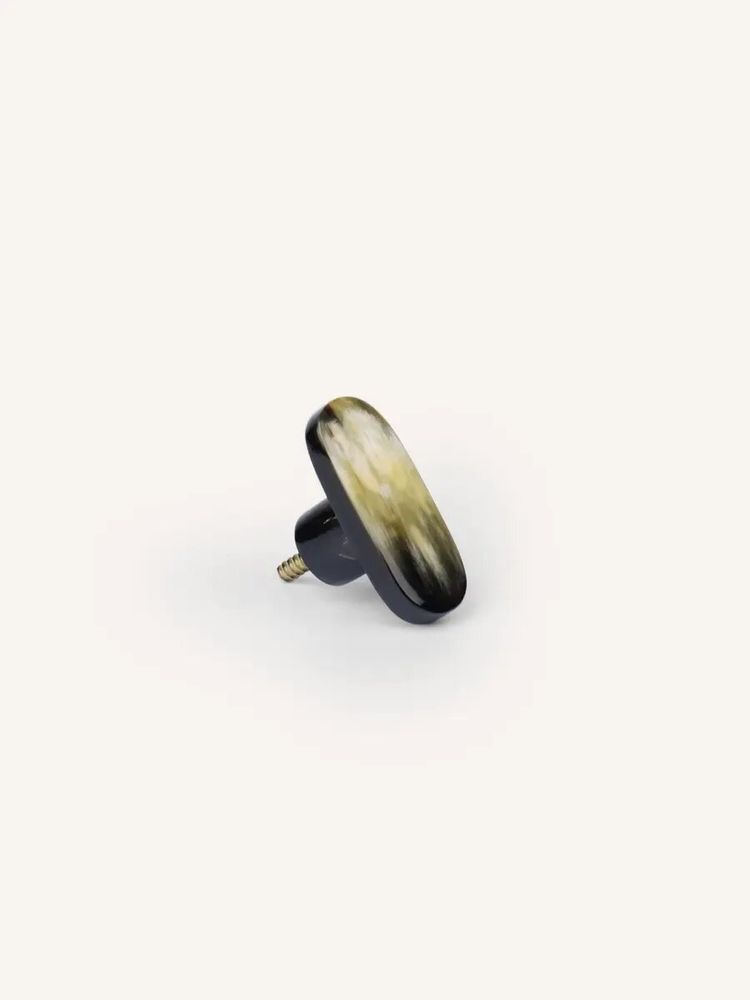 Mounting accessories - Oval furniture knob, blond horn, F - L INDOCHINEUR X RIVÊT