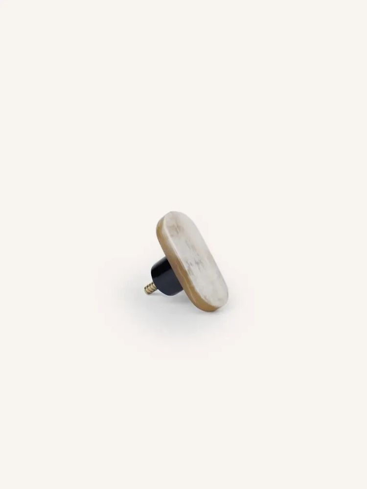 Mounting accessories - Oval furniture knob, blond horn, F - L INDOCHINEUR X RIVÊT