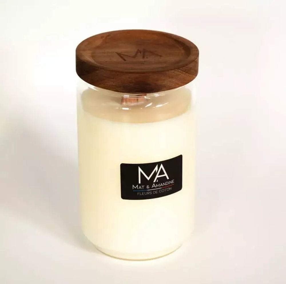 Decorative objects - COTTON FLOWERS — Scented Candle (Large Jar) - MAT AMANDINE