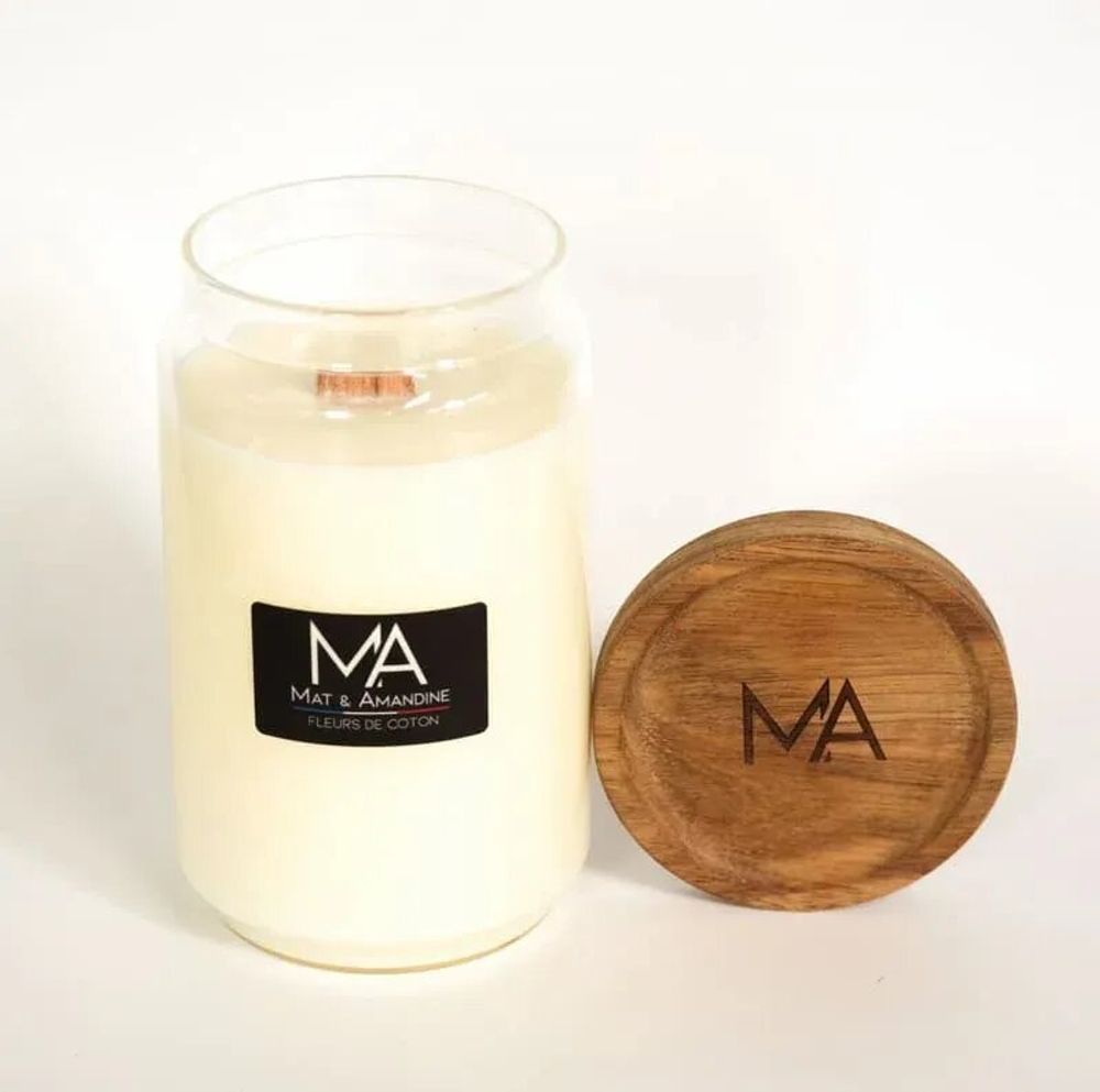 Decorative objects - COTTON FLOWERS — Scented Candle (Large Jar) - MAT AMANDINE