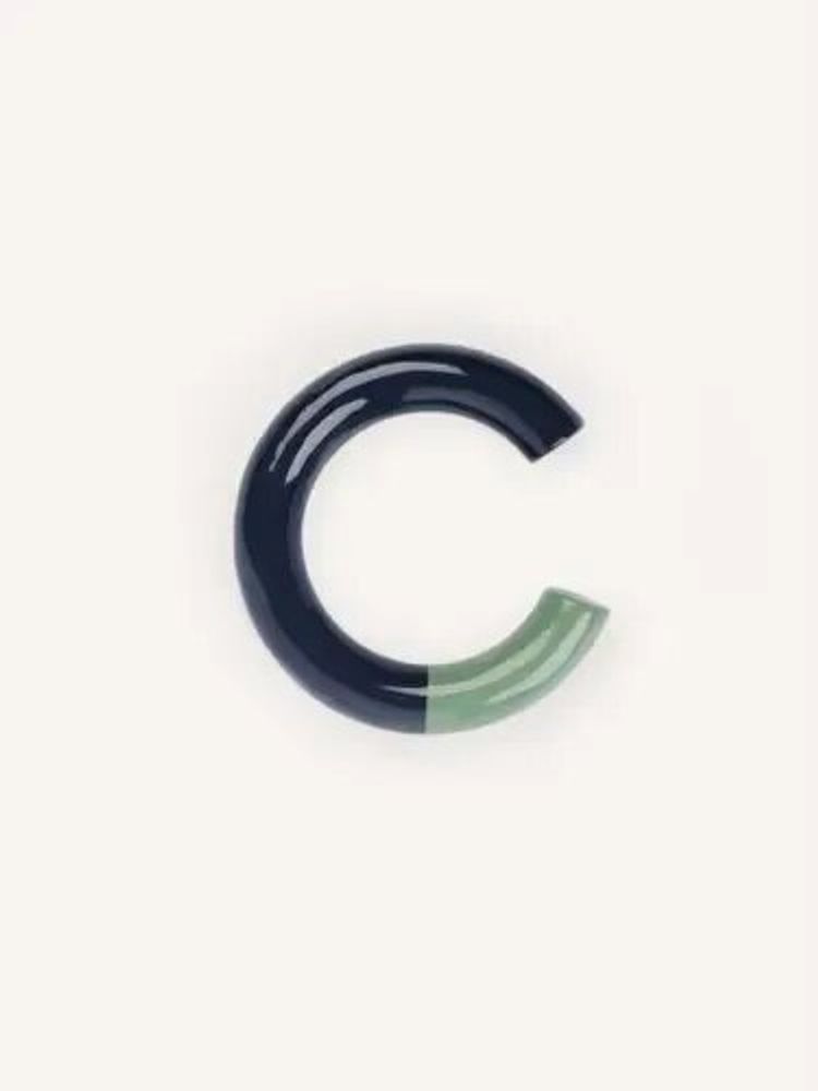 Bracelets - Manchette épaisse en bois laqué bleu clair, bleu nuit et orange, taille L - L INDOCHINEUR X RIVÊT