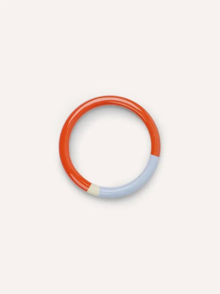 Bracelets - Round wooden and dark blue, light blue and orange lacquer bracelet, size S - L INDOCHINEUR X RIVÊT