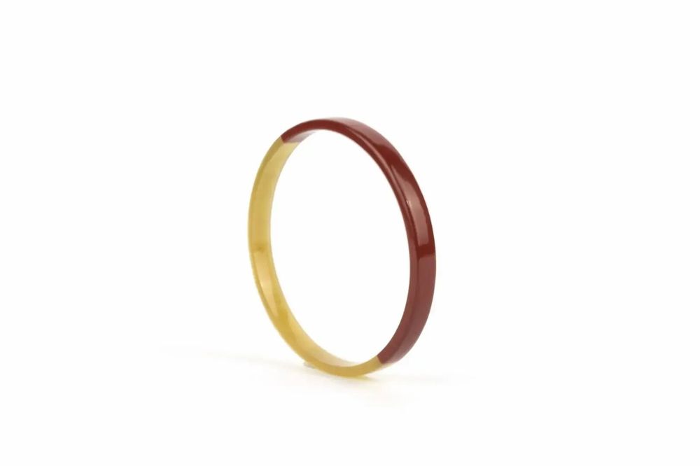 Bracelets - Bracelet jonc plat avec laque kaki taille L - L INDOCHINEUR X RIVÊT