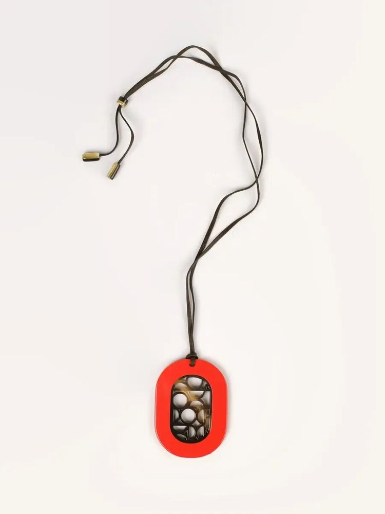 Jewelry - Bauhaus oval pendant in buffalo hoof and bronze lacquer - L INDOCHINEUR X RIVÊT
