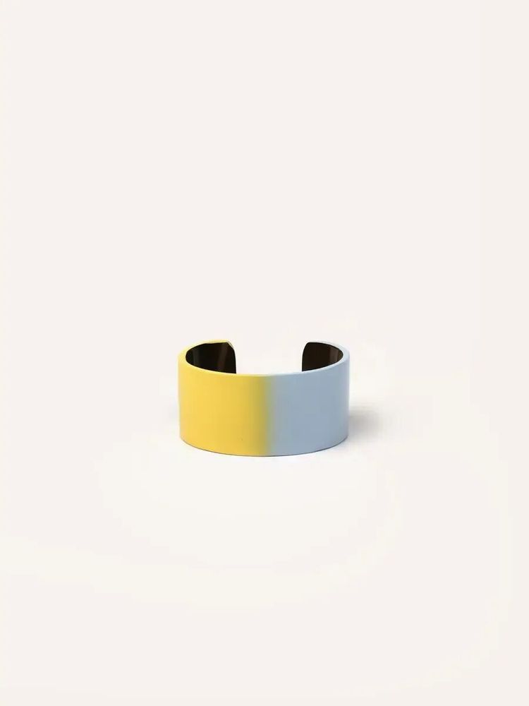 Bracelets - Thin cuff, yellow-blue melted lacquer, size M - L INDOCHINEUR X RIVÊT