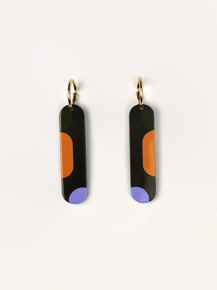 Jewelry - 65 Nymphe Creoles in blond horn and orange lacquer - L INDOCHINEUR X RIVÊT