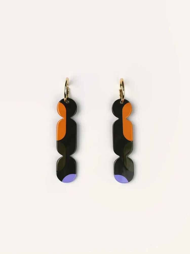 Bijoux - Créoles 70 Nymphe en corne blonde et laque Orange - L INDOCHINEUR X RIVÊT