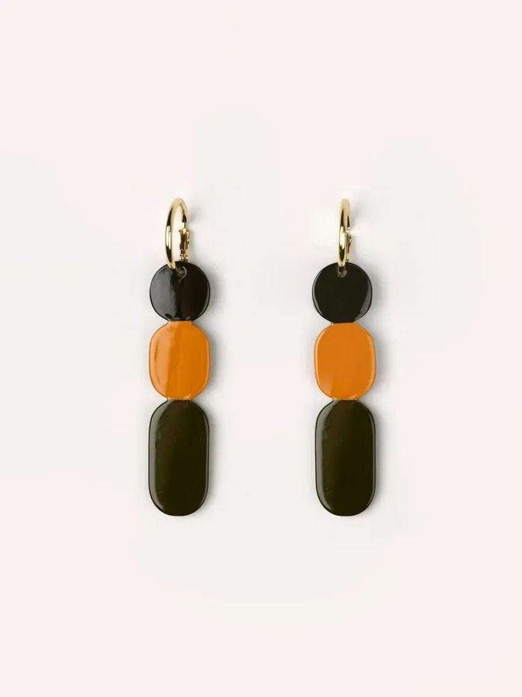 Jewelry - 70 Totem Creoles in blond horn and orange lacquer - L INDOCHINEUR X RIVÊT