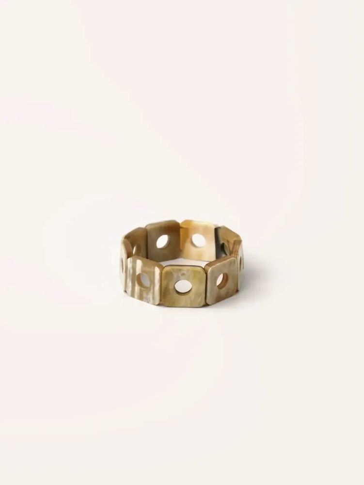 Bracelets - Bracelet articulé pièces carrées rond ajouré en corne blonde - L INDOCHINEUR X RIVÊT