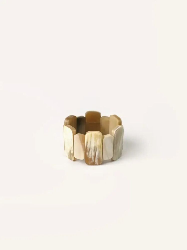 Bracelets - Articulated bracelet rectangular pieces in black African horn - L INDOCHINEUR X RIVÊT