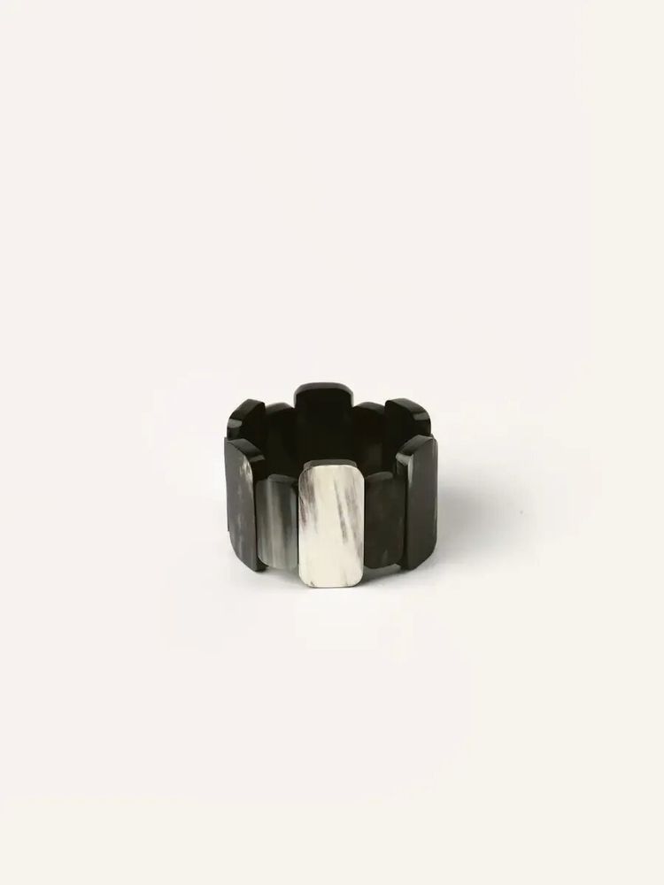 Bracelets - Articulated bracelet rectangular pieces in black African horn - L INDOCHINEUR X RIVÊT