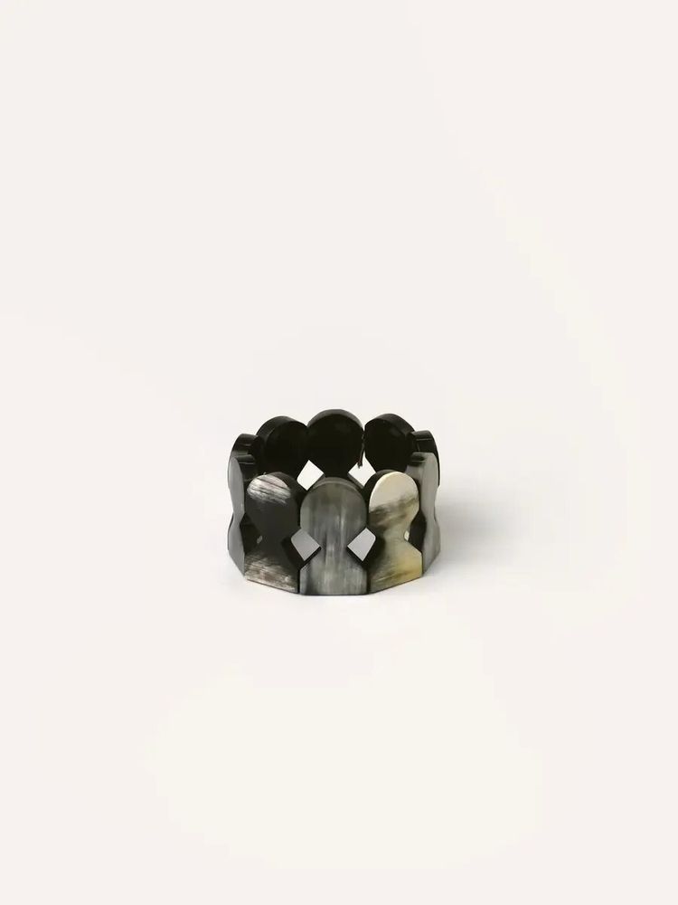 Bracelets - Bracelet articulé pièces couronne 1 en corne noire africaine - L INDOCHINEUR X RIVÊT
