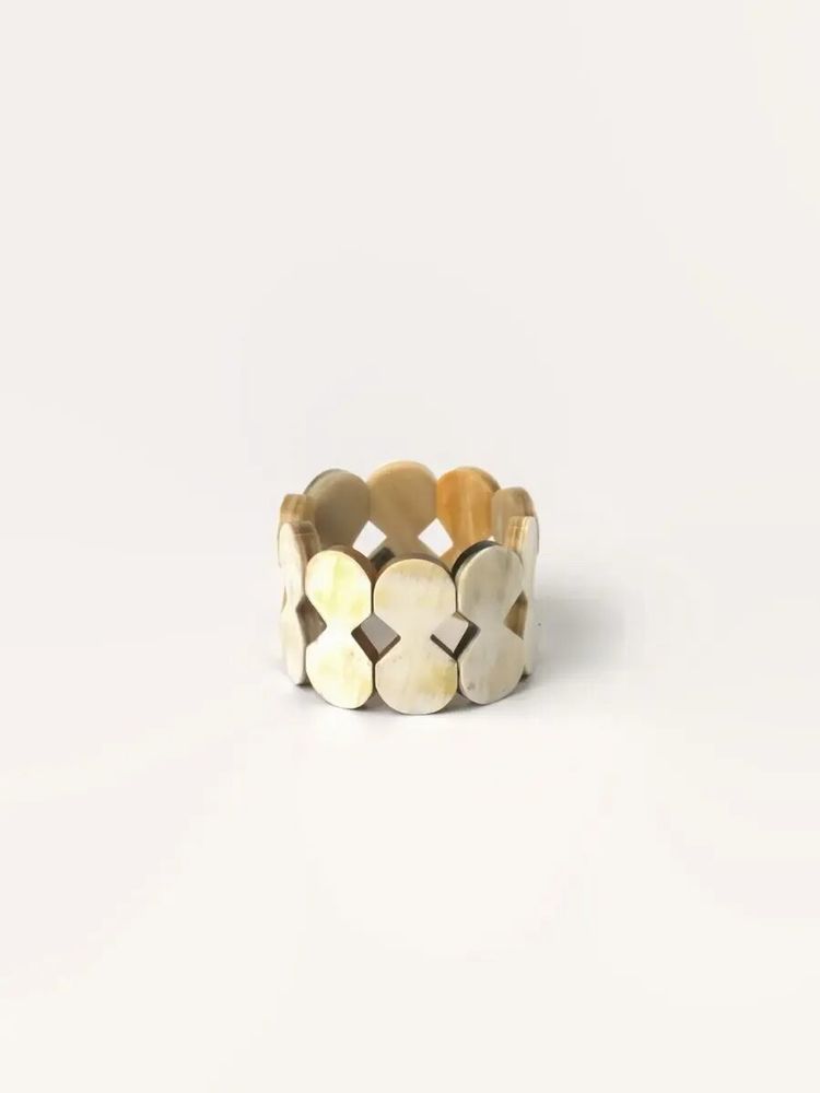 Bracelets - Bracelet articulé pièces couronne 2 en corne noire africaine - L INDOCHINEUR X RIVÊT