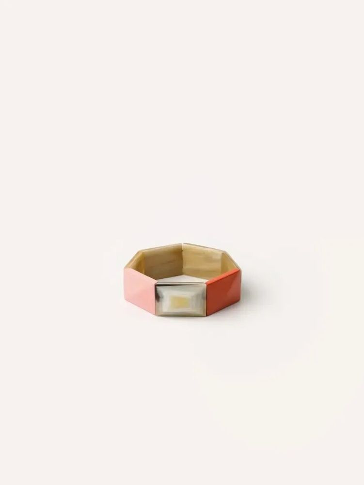 Bracelets - Bracelet articulé diamant en corne blonde et laque - L INDOCHINEUR X RIVÊT