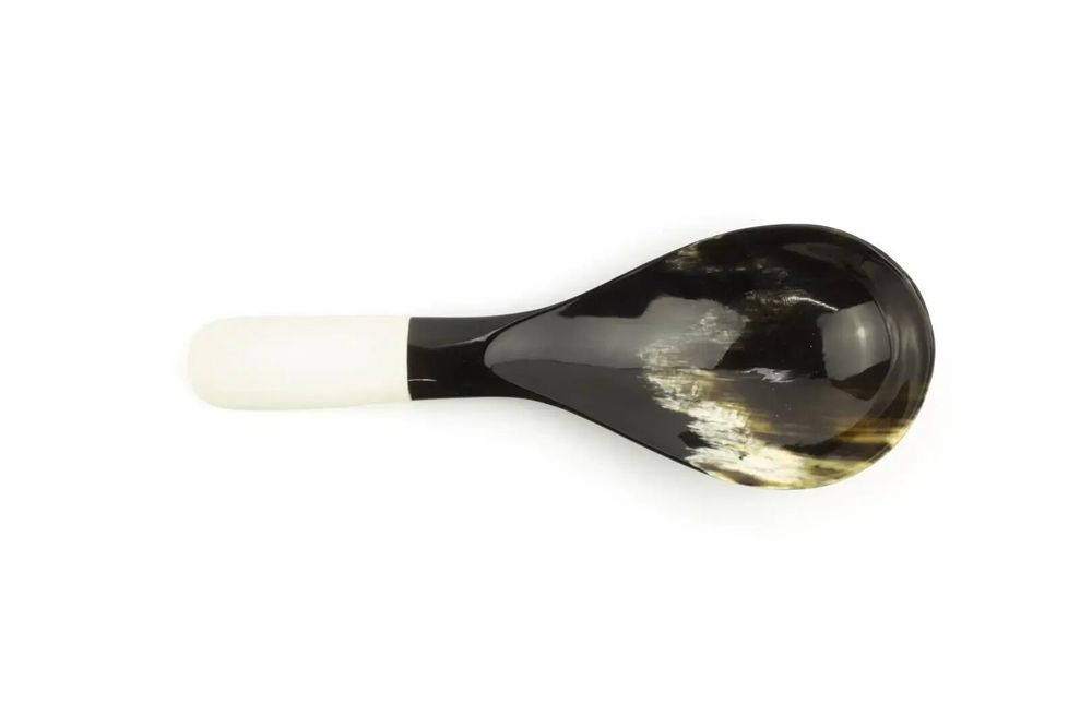 Couverts & ustensiles de cuisine - Cuillère à riz en corne noire et manche os - L INDOCHINEUR X RIVÊT